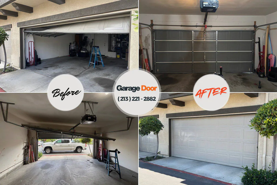 Before and after: garage door repair Comer, GA